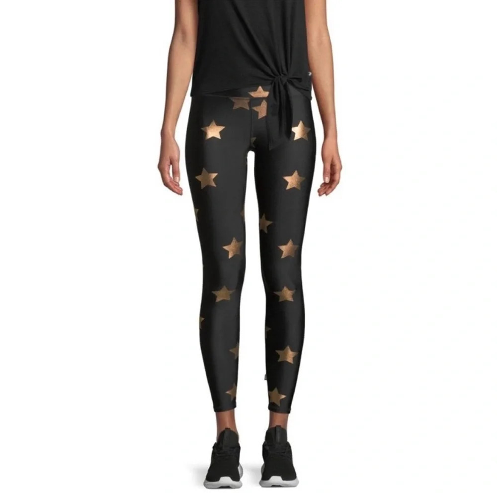 Terez Black Tonal Star Foil with Tall Band Uplift Leggings